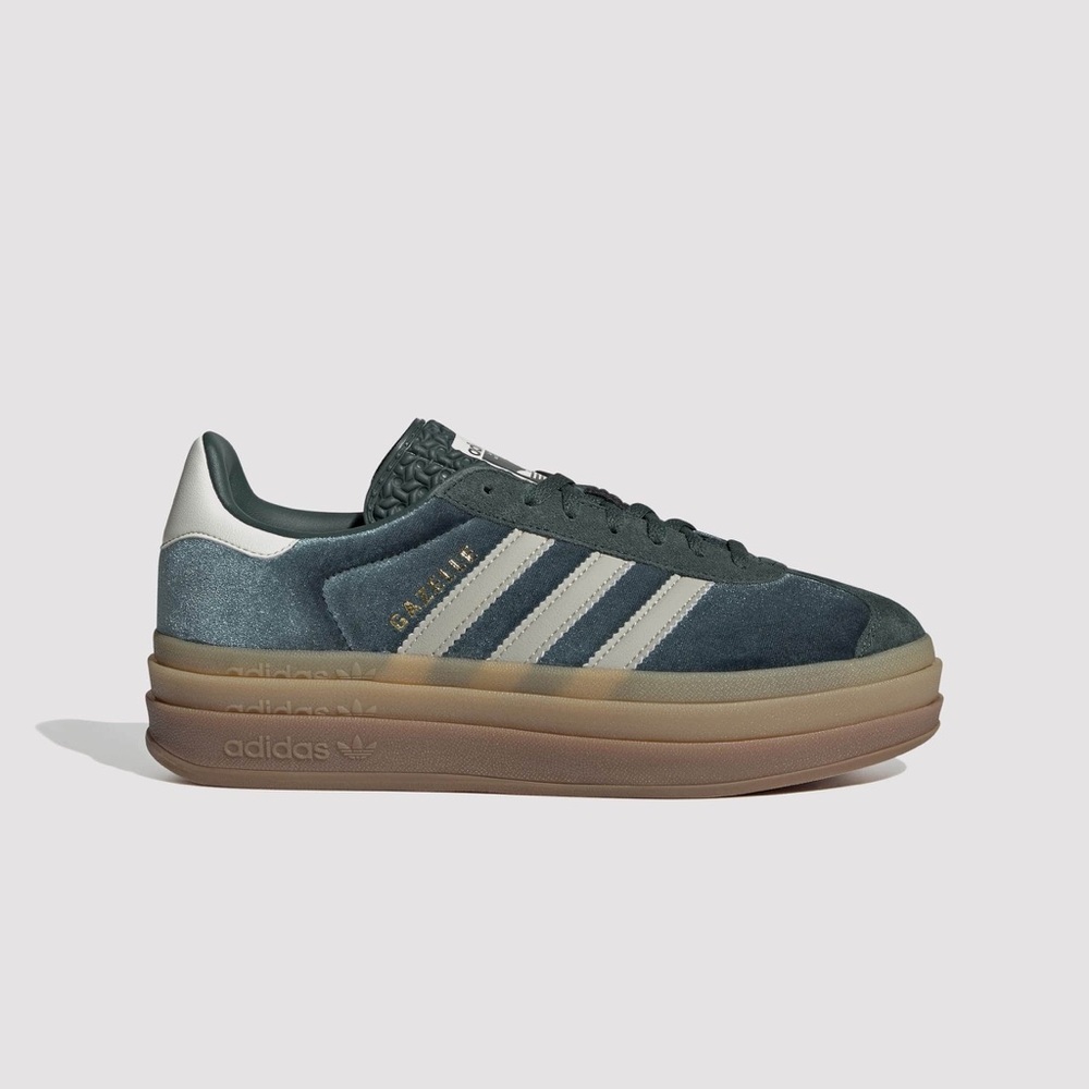 BF Sale 🦃 Adidas Gazelle Bold "Velvet Pack -"Mineral Green/Putty Grey” Sneakers